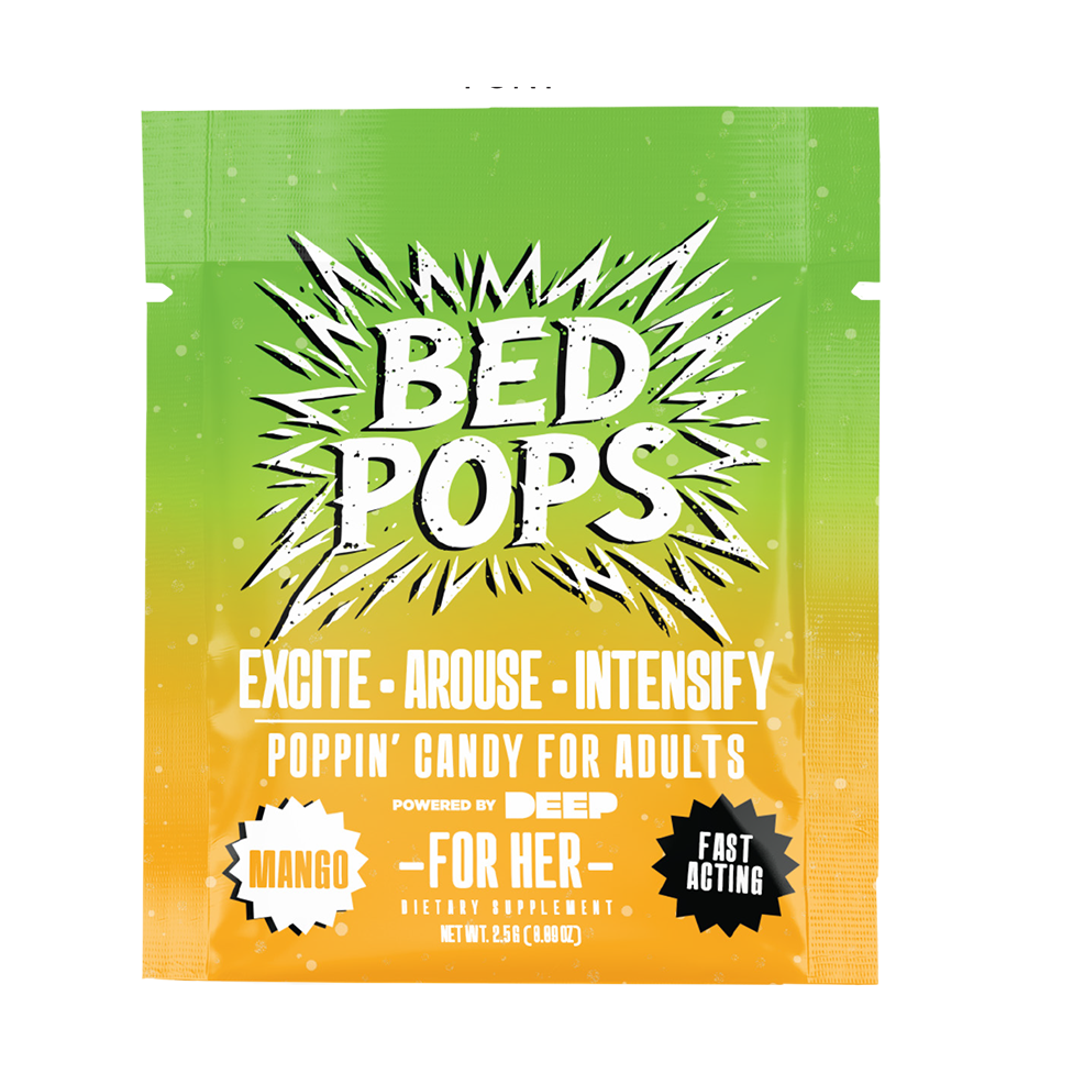 Bed Pops for Her mango adult candy pouch front packaging