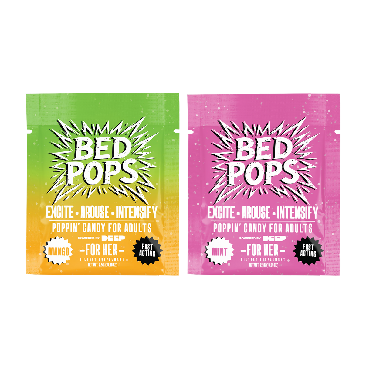 Bed Pops for Her mango and mint two pack adult candy pouches