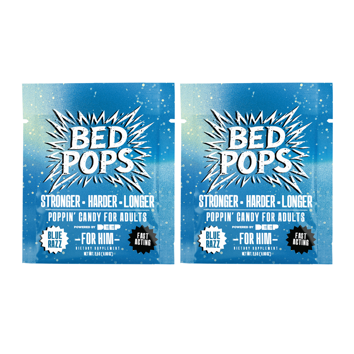 Two Bed Pops for Him blue razz adult candy pouches